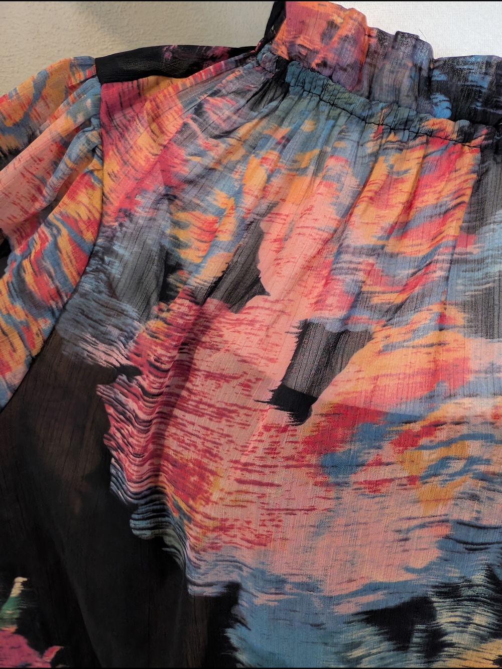 Rachel Zoe Black Floral Print Long-Sleeve Blouse with Multicolor Accents - Picture 7 of 7